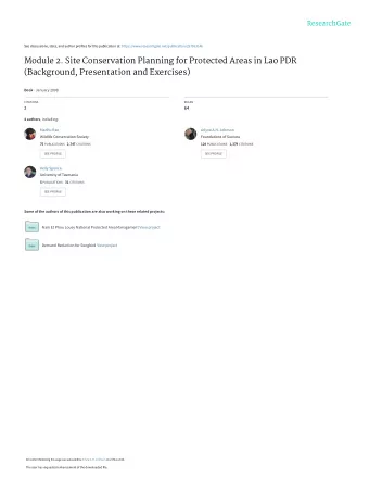 Module 2. Site Conservation Planning for Protected Areas in Lao PDR  (Background, Presentation and