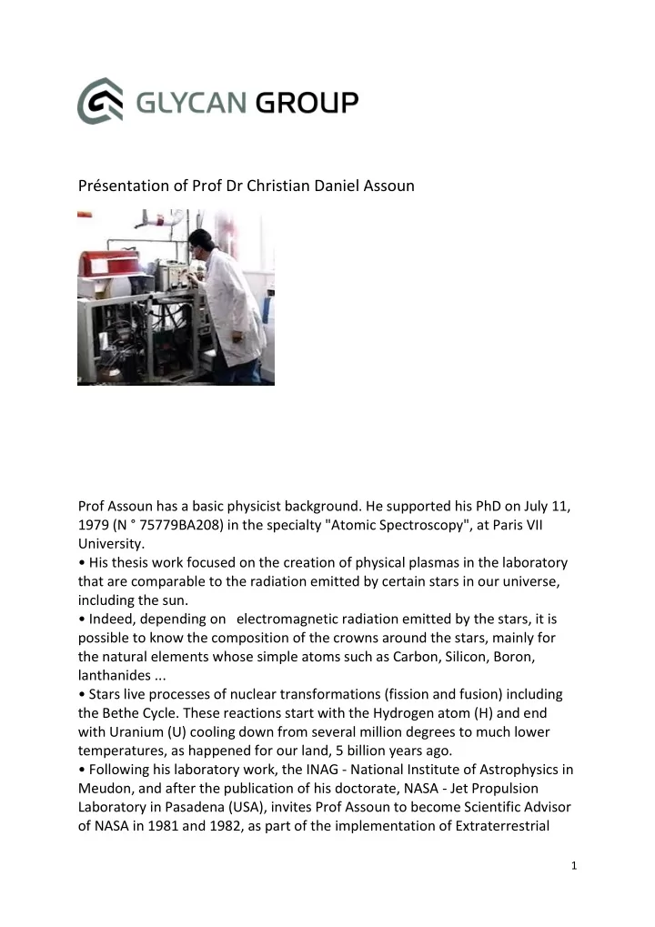 pr sentation of prof dr christian daniel assoun