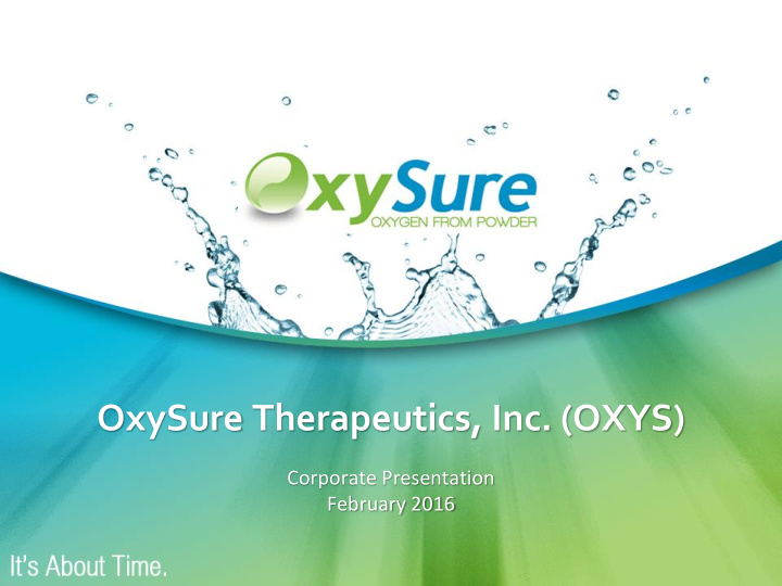 oxysure therapeutics inc oxys