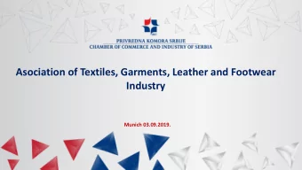 Asociation of Textiles, Garments, Leather and Footwear  Industry  Munich 03.09.2019.  About Chamber