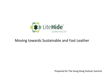 Moving towards Sustainable and Fast Leather  Prepared for The Hong Kong Fashion Summit  The players