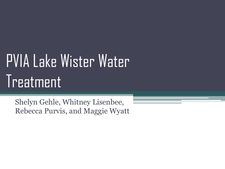 pvia lake wister water treatment