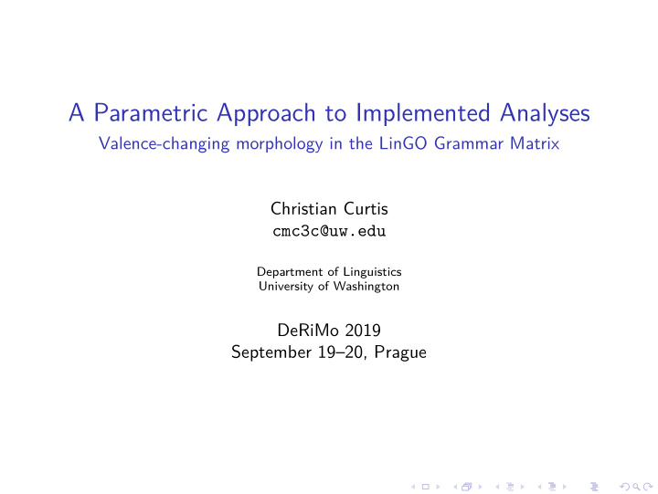 a parametric approach to implemented analyses