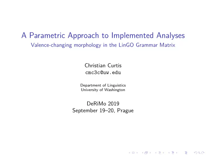 a parametric approach to implemented analyses