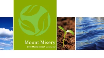 Mount Misery  Beck Middle School - 2016-2017 CHEER Program Cherry Hill Environmental Education