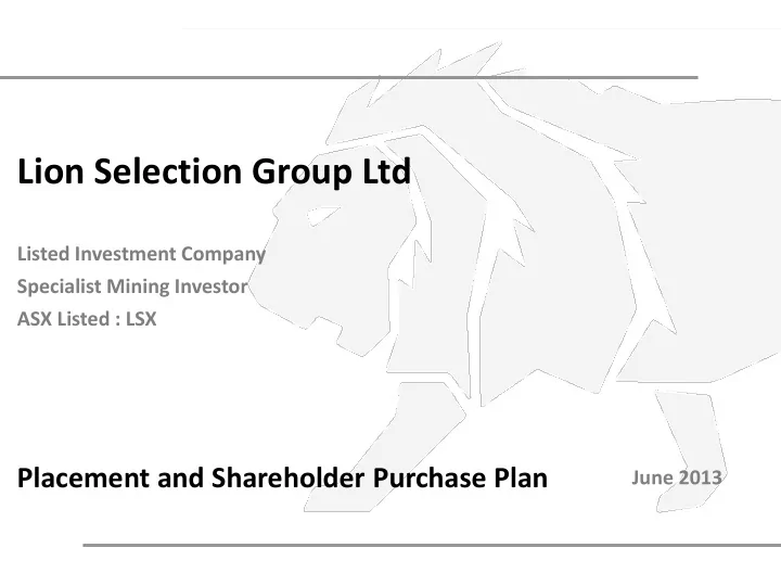 lion selection group ltd