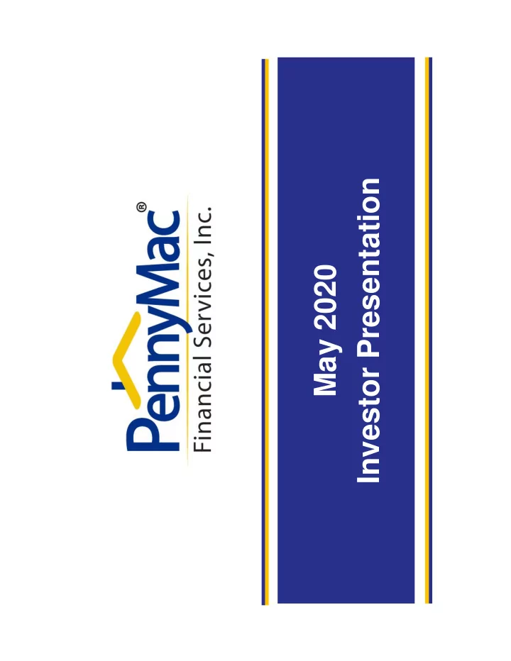 investor presentation may 2020 forward looking statements
