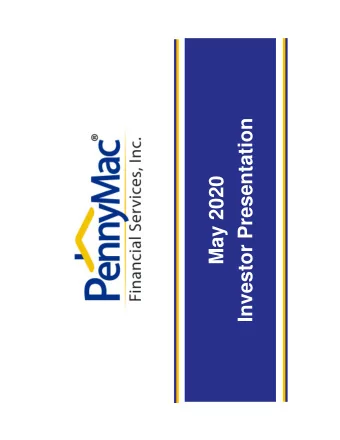 Investor Presentation  May 2020  Forward-Looking Statements  This presentation contains