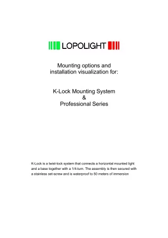 Mounting options and  installation visualization for:  K-Lock Mounting System  &amp;  Professional