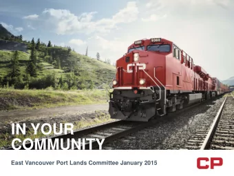 IN YOUR  COMMUNITY  East Vancouver Port Lands Committee January 2015  OUR NETWORK  WORKING WITH