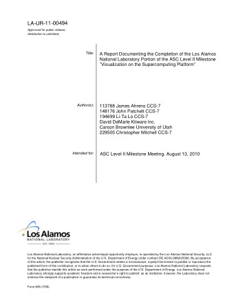 11-00494  LA-UR-  Approved for public release;  distribution is unlimited.  Title:  A Report