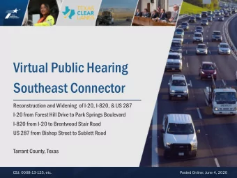 Virtual Public Hearing  Southeast Connector  Reconstruction and Widening  of I-20, I-820, &amp; US