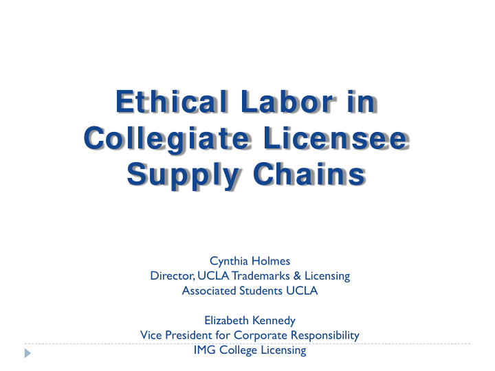 ethical labor in collegiate licensee supply chains