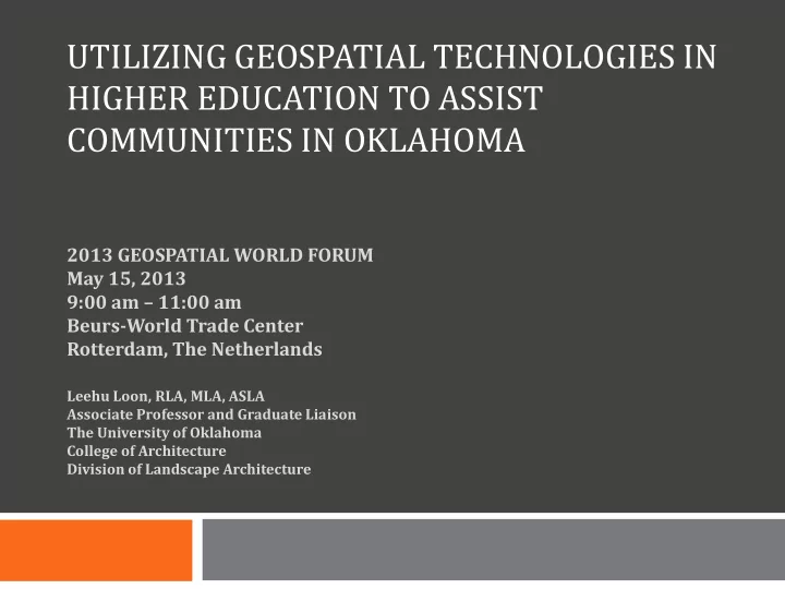 utilizing geospatial technologies in