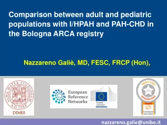 Comparison between adult and pediatric  populations with I/HPAH and PAH-CHD in the Bologna ARCA