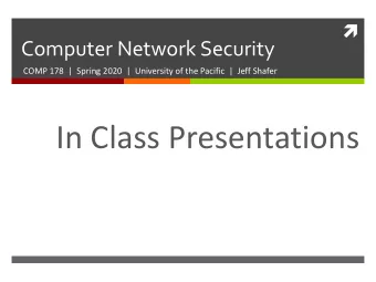 In Class Presentations  2  Topics  Note your Presentation Number! 1) Ade Sampson - BrowseAloud and