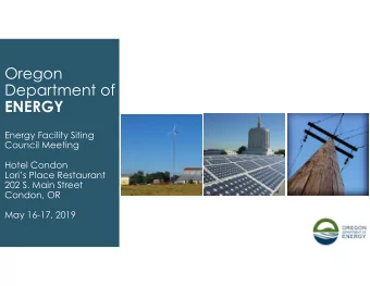Oregon  Department of  ENERGY  Energy Facility Siting  Council Meeting  Hotel Condon  Loris