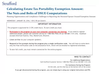 Calculating Estate Tax Portability Exemption Amount:  The Nuts and Bolts of DSUE Computations