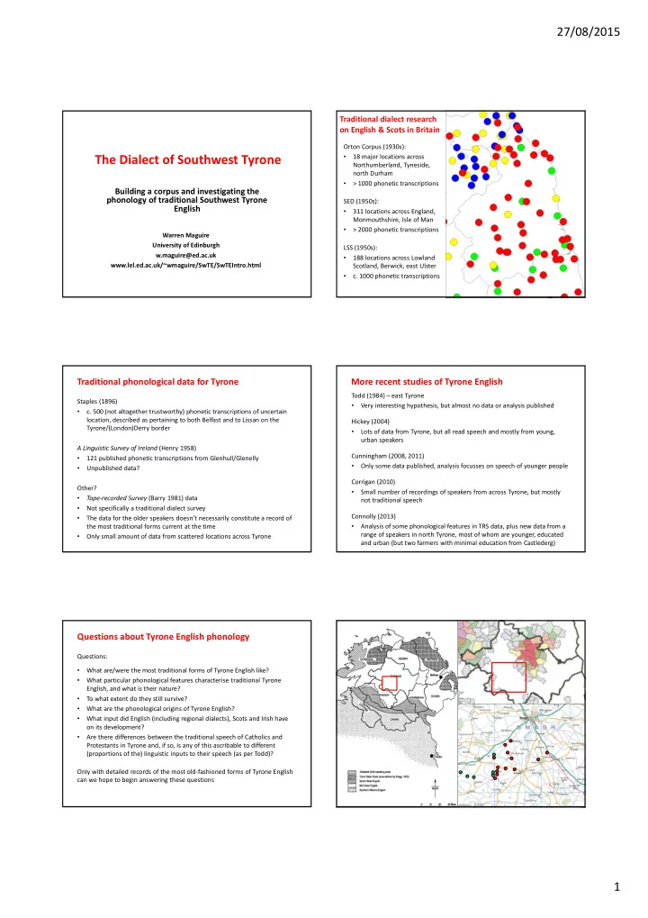the dialect of southwest tyrone