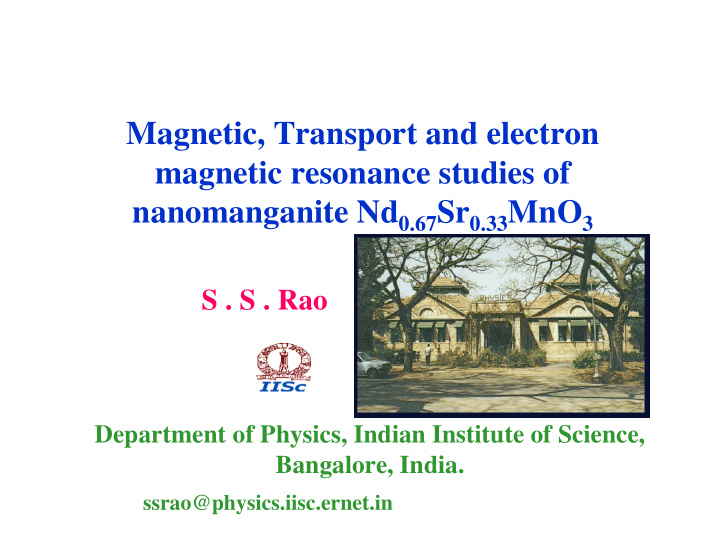 magnetic transport and electron magnetic resonance
