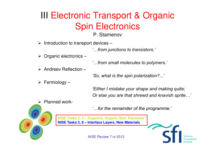 iii electronic transport organic spin electronics s i el