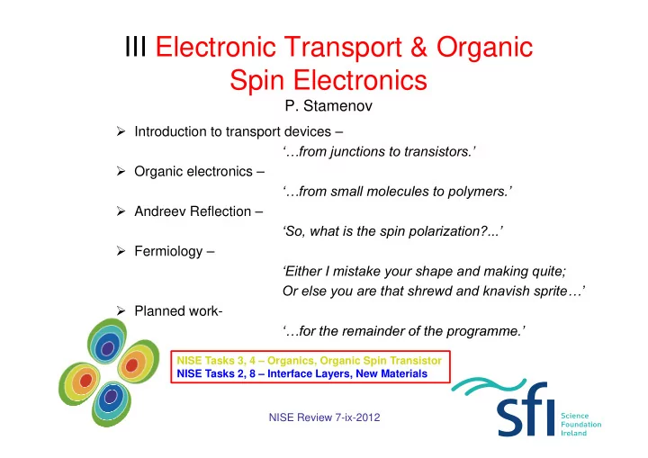 iii electronic transport organic spin electronics s i el