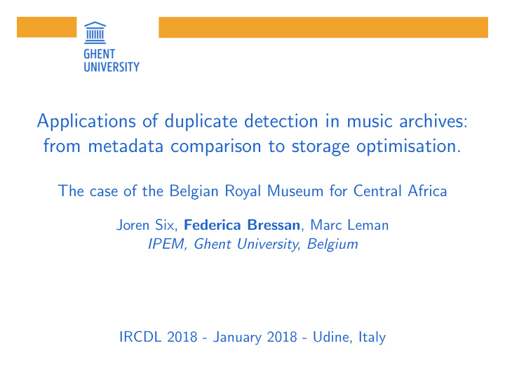 applications of duplicate detection in music archives