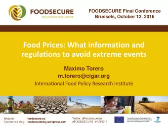 Food Prices: What information and  regulations to avoid extreme events  Maximo Torero