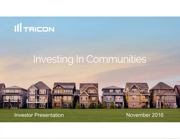 investor presentation november 2016