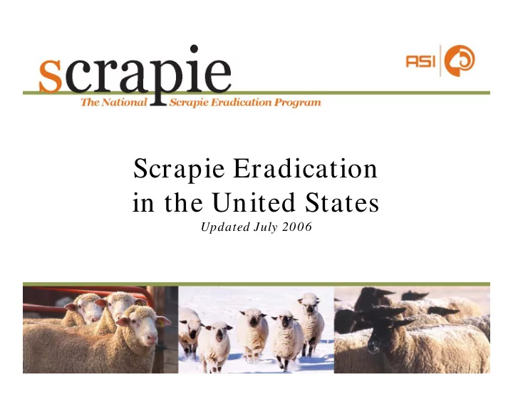 scrapie eradication in the united states