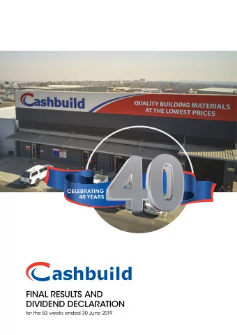 FINAL RESULTS AND  DIVIDEND DECLARATION  for the 53 weeks ended 30 June 2019  CONTENTS  FINANCIAL