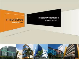 Investor Presentation  November 2012  DISCLAIMER  This presentation may contain forward-looking