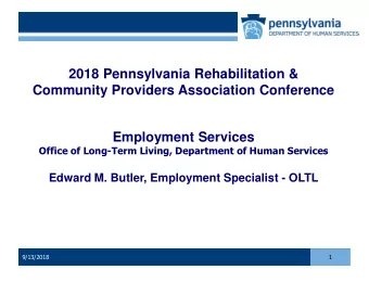 2018 Pennsylvania Rehabilitation &amp;  Community Providers Association Conference  Employment