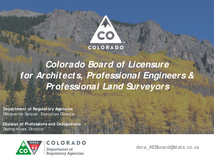colorado board of licensure for architects professional