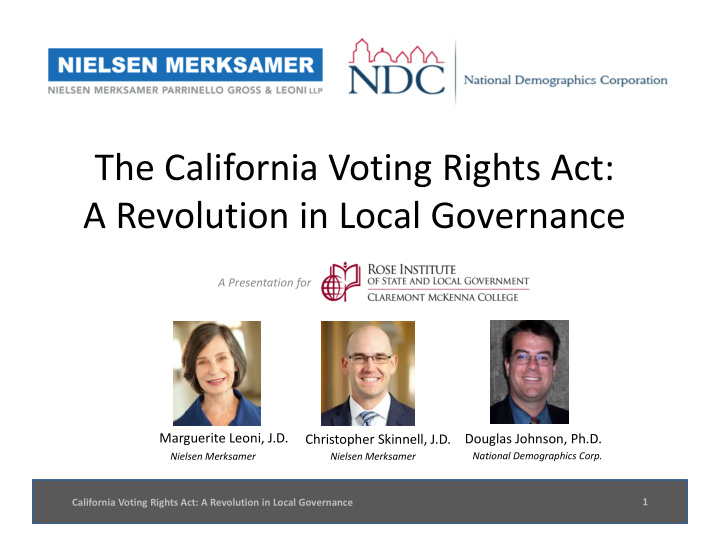 the california voting rights act a revolution in local