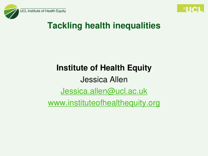 tackling health inequalities