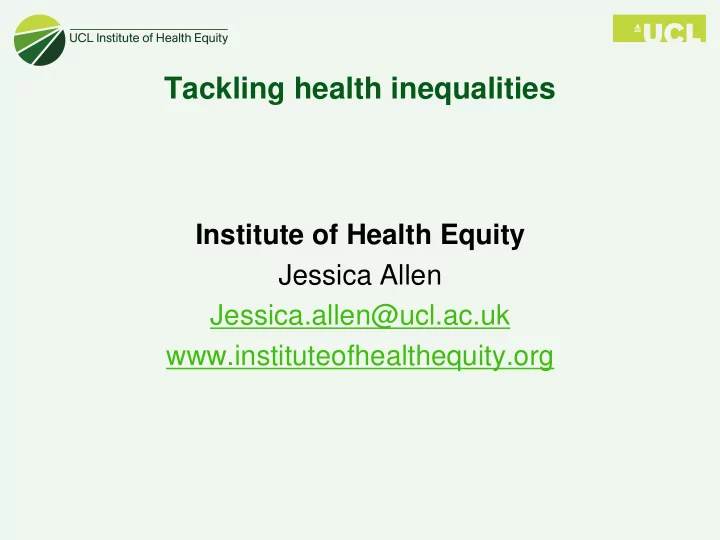 tackling health inequalities