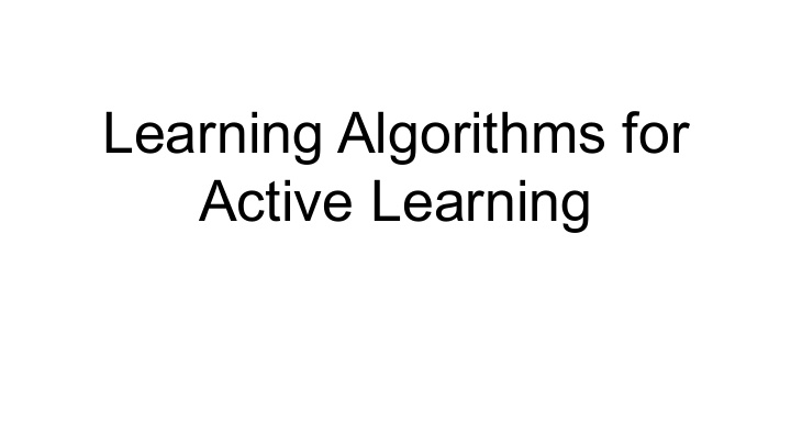 learning algorithms for active learning plan