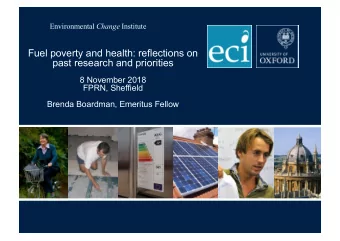 Fuel poverty and health: reflections on  past research and priorities  8 November 2018  FPRN,