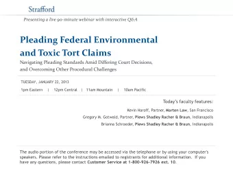 and Toxic Tort Claims  Navigating Pleading Standards Amid Differing Court Decisions,  and