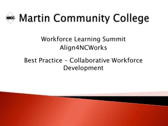 Workforce Learning Summit  Align4NCWorks Best Practice  Collaborative Workforce  Development