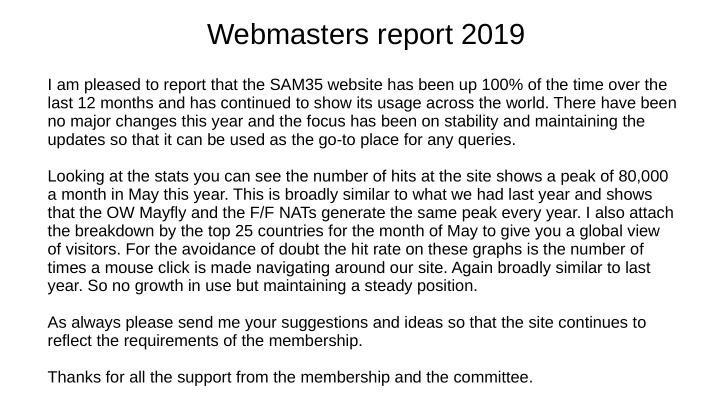 webmasters report 2019