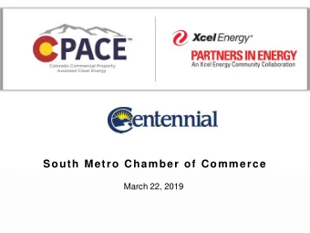 South Metro Chamber of Commerce  March 22, 2019  Agenda  Time  Topic 9:30  9:35  Welcome from