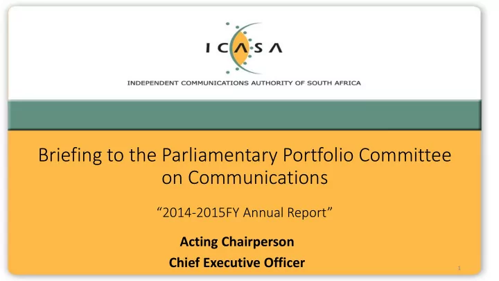 briefing to the parliamentary portfolio committee