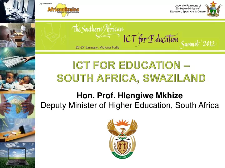 hon prof hlengiwe mkhize deputy minister of higher