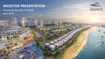 INVESTOR PRESENTATION  Financial Results FY2019  April 2020  DISCLAIMER  This disclaimer governs