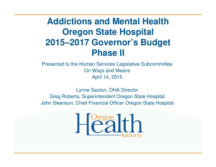 addictions and mental health oregon state hospital 2015