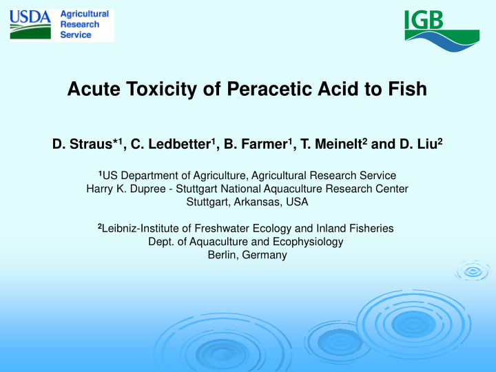 acute toxicity of peracetic acid to fish