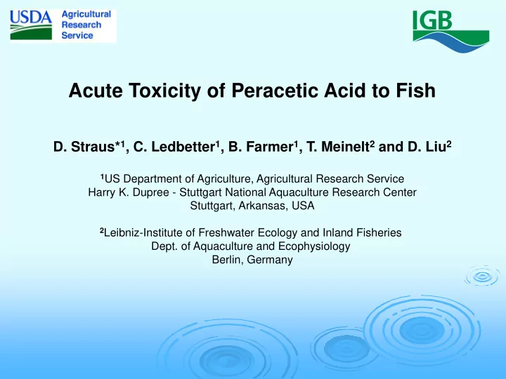 acute toxicity of peracetic acid to fish
