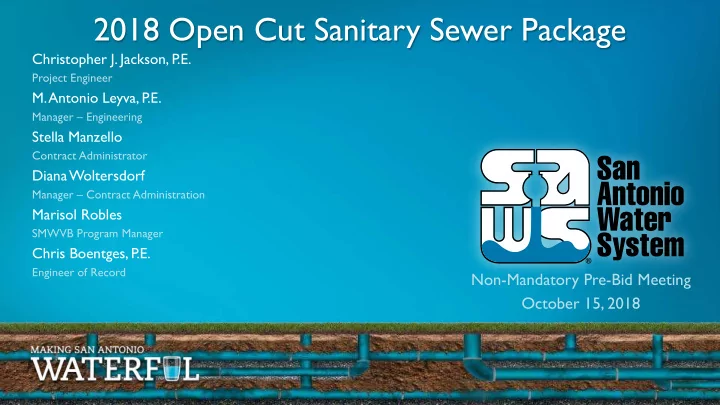 2018 open cut sanitary sewer package